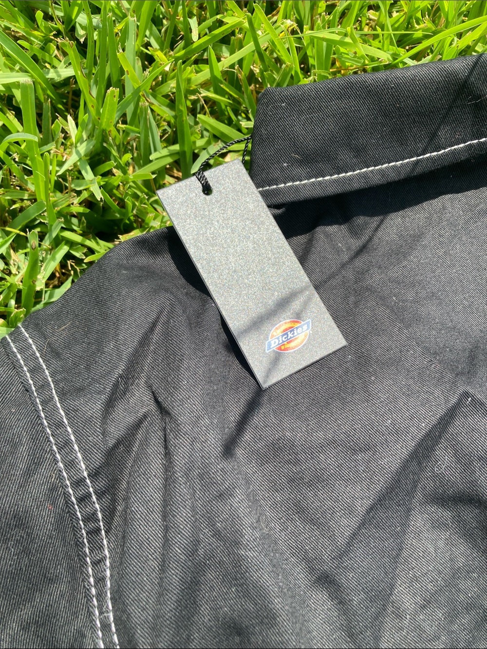 Dickies Black Short-Sleeve Work Jumpsuit with Contrast Stitching - Picture 11 of 11